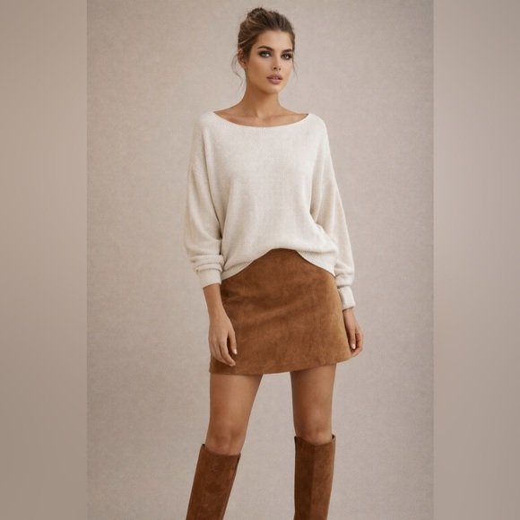 French Connection Sweaters - Cute White Boatneck Cotton Knit Sweater.